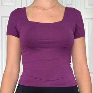 Women's Lime Blue Square Neck Top - XS